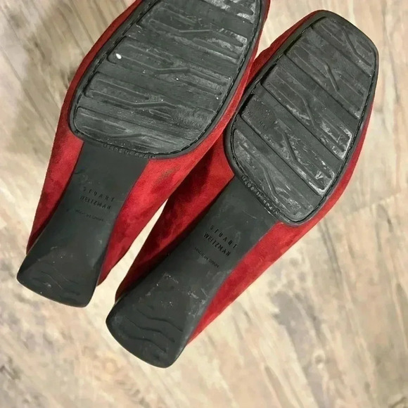Stuart Weitzman RED Suede Leather Jeweled Loafers 6.5 - Picture 7 of 11